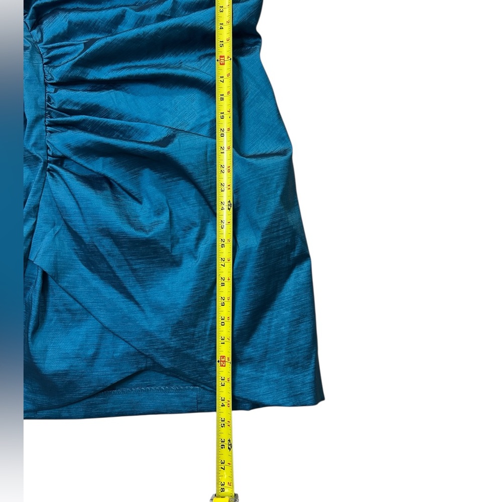 Teal One-Shoulder Ruffle Dress - Picture 3 of 10